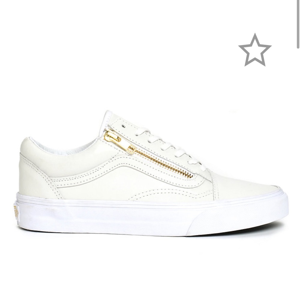 Vans Leather Old Skool Sneakers w/ Gold Zippers